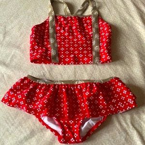 Hanna Andersson Red Floral Kids Bikini in size 110 cm/5